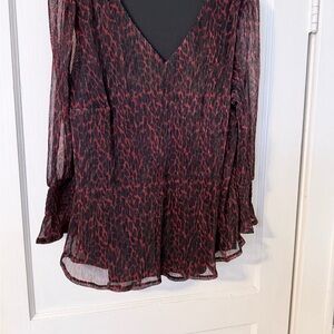 Cato Black & Red V-Neck Long Sleeve Blouse